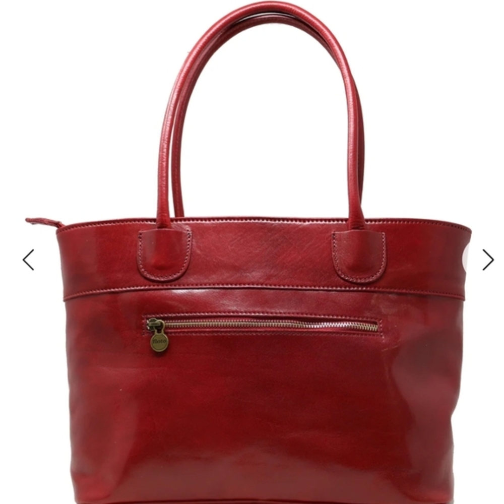 Elegant Italian Leather Red Tote Bag